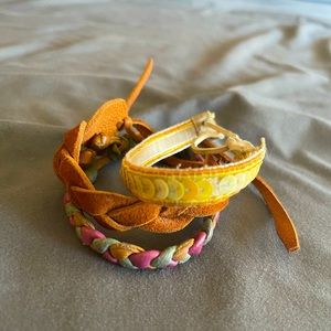 Boho bracelets stack - leather, braided, festival accessories